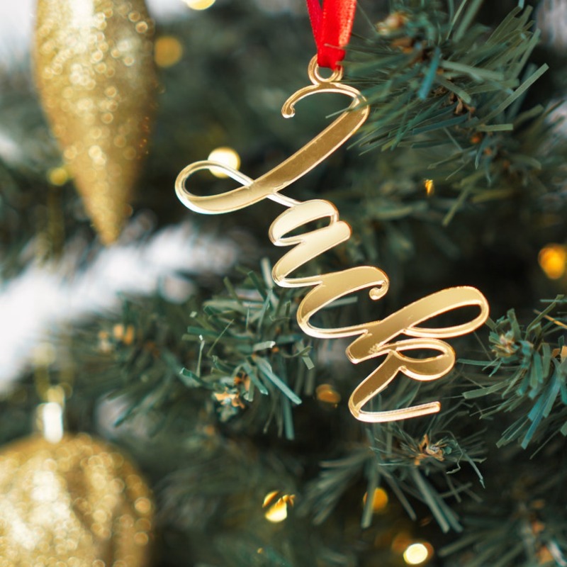 TEMU 2d Flat, 1pc Personalized Name/text Acrylic Christmas Tree Ornament - Laser-cut Name/date/message, Suitable For Christmas, Weddings, Showers -