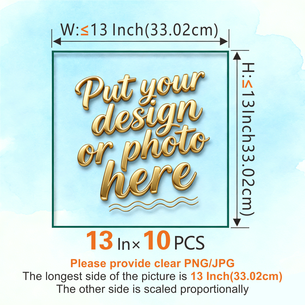 TEMU 10 Custom Dtf Heat Transfer Sheets | 2/4/5.9/7.28/10/11/12/13 Inch Sizes | Professional Background Removal | Safe And | Diy For T-shirts, Jeans,