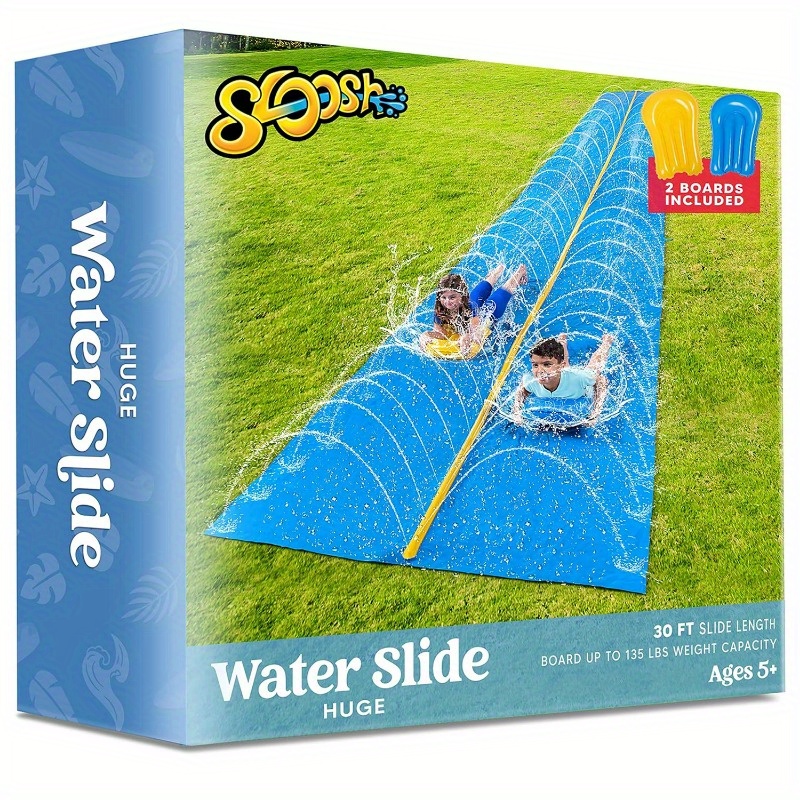 JOYFY Huge Water Slide, 30ft X 6ft Heavy Duty Lawn Water Slip And Slide With Built-in Sprinkler And 2 Slip Inflatable Boards For Kids Adults Party Summer Yard Lawn Outdoor Party Games & Activities
