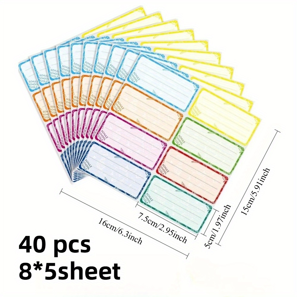 Image of 40/80pcs School Label Stickers, School Name Label Stickers In 8 Colors, Suitable For School, Home, Warehouse, Nursing Home, Hospital, And