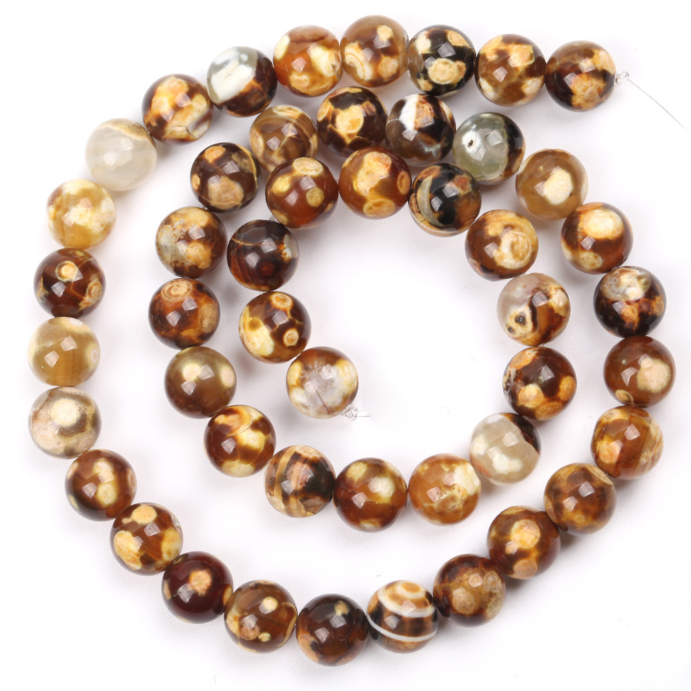TEMU 1 hilo de 15 pulgadas de cuentas de piedra natural para hacer joyería, Ágata Amarilla 6/8/10 mm, 59/45/37 piezas, cuentas sueltas para