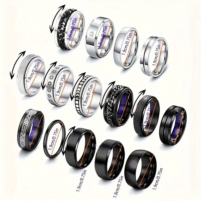 5pcs men s   steel 316 ring set - rotatable design multifunctional ring set, fashionable and trendy, ring set, birthday gift for boyfriend, husband and brother Product details 4