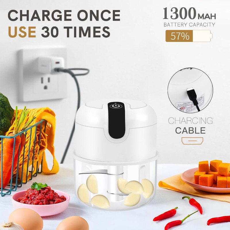   electric food processor & meat grinder - 1-cup mini chopper with usb-powered motor, 304 blades, operation,   with  -like interface, safety lock &   operation for garlic, onion, ginger, chili, meat - portable for home & travel, easy clean & hygienic, ideal for small kitchens (usb charging required) Product details 2