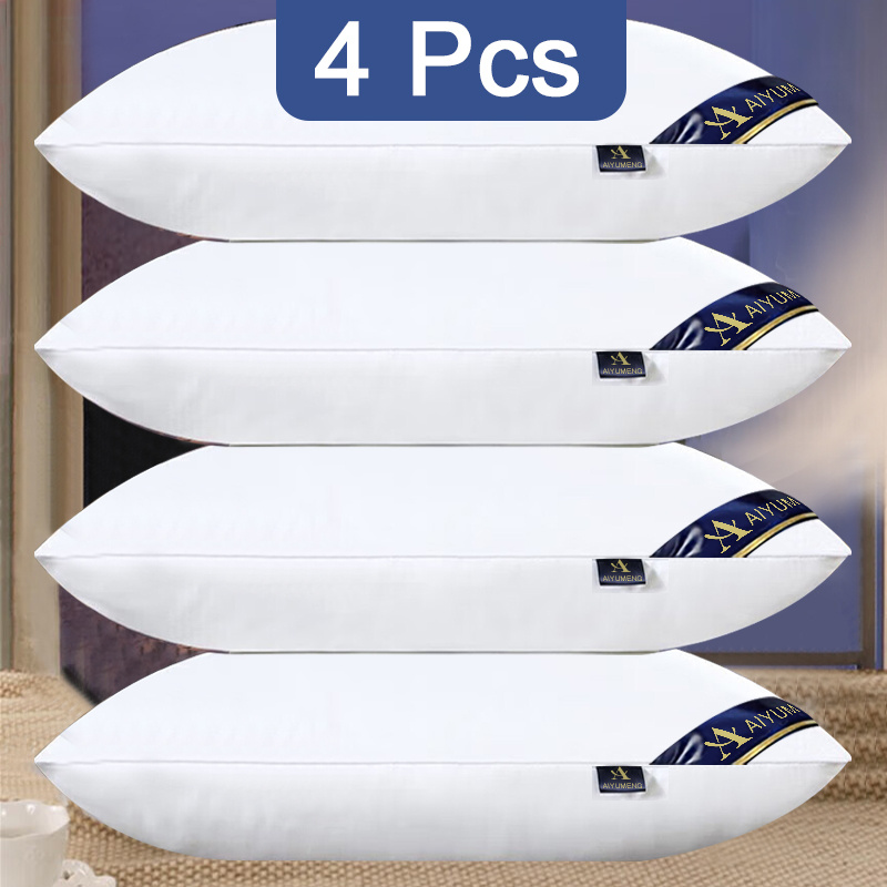 TEMU 4pcs 5- And Inn Large Pillow Pillow Core Cervical Support Sleep Aid Special Pillow Home Student Dorm Adult Pillow White Gray