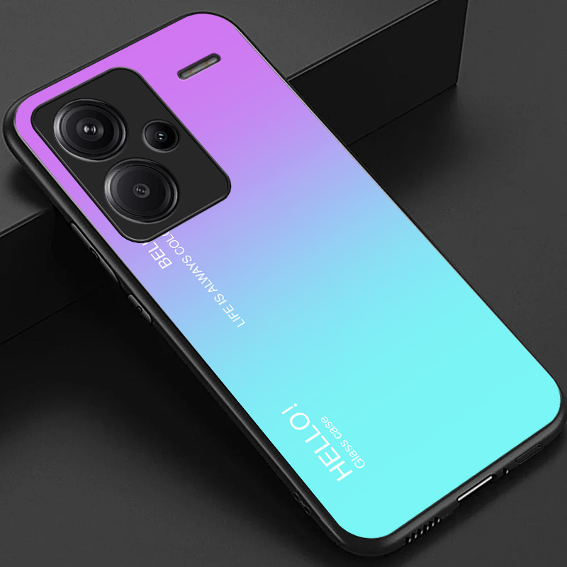 TEMU Phone Case: Case For Redmi Note 13 Pro Plus Pro  Phone Case, Stylish Gradient Color Purple Pattern Glossy Glass Back Cover Gift