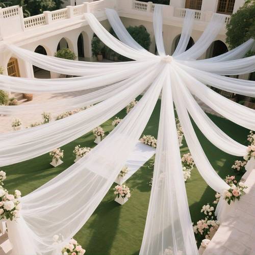 6pcs set of high quality white wedding party ceiling decoration sheer curtains made of suitable for ceremonies and receptions wedding aisle decor mothers day bridal showers engagements weddings stage decorations