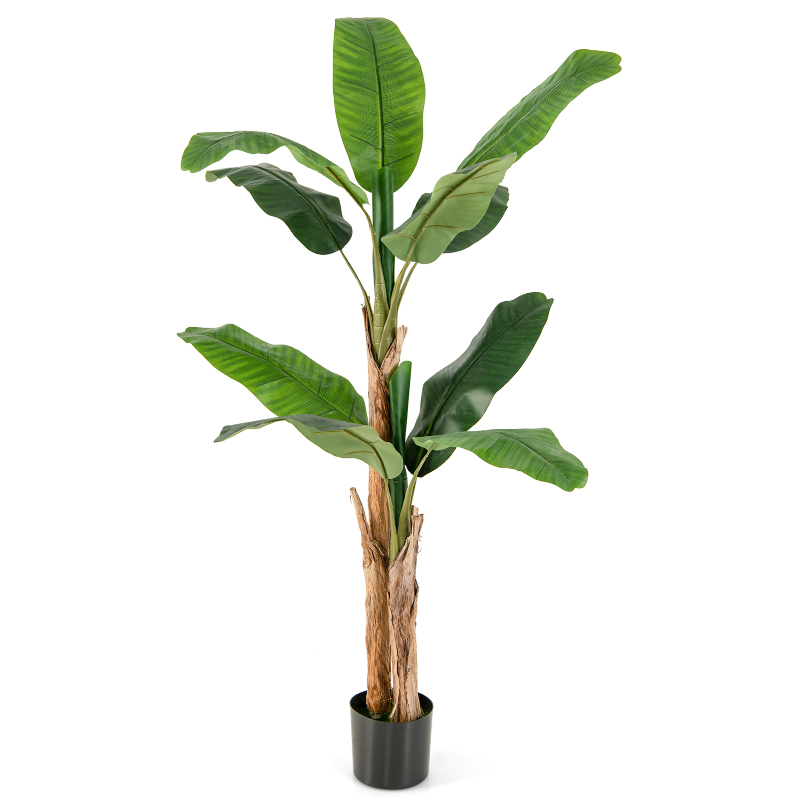 Image of 165cm Tall Artificial , Faux Indoor Greenery Potted Plant, Home Fake Palm Tree W/ 10 Large Leaves, Double Stalks, Free Maintenance Lifelike Tree For Bedroom Living Room Office