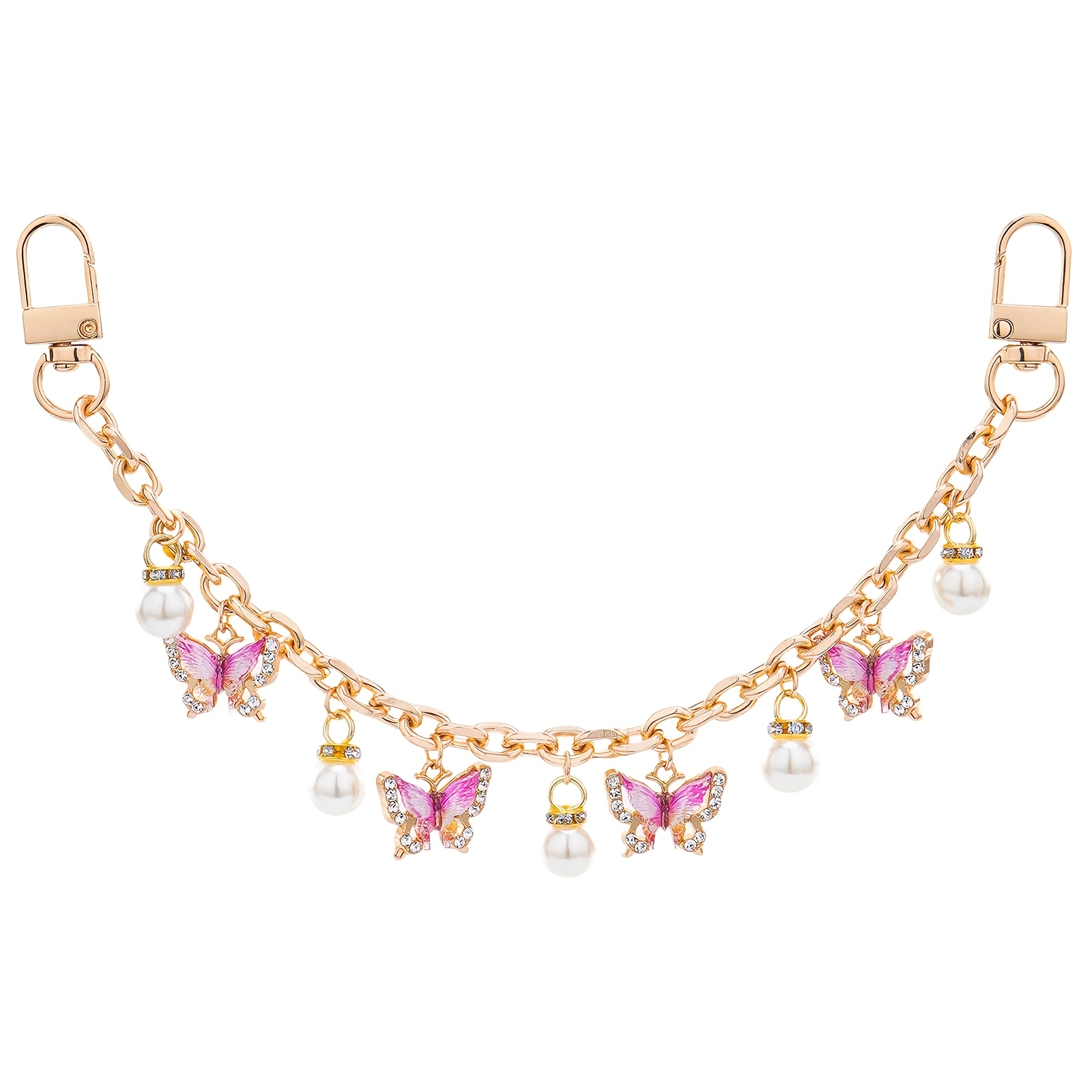 TEMU Ciondolo Decorativo a Forma di con Perle - Catena di Ricambio/Prolunga da 10'' con Ciondolo a Rosa, per Borse Tote, Borse a Spalla, Cinghie per