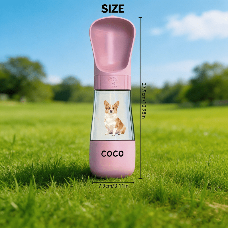 Customizable Portable Pet Water Cup with Custom Images and Names
