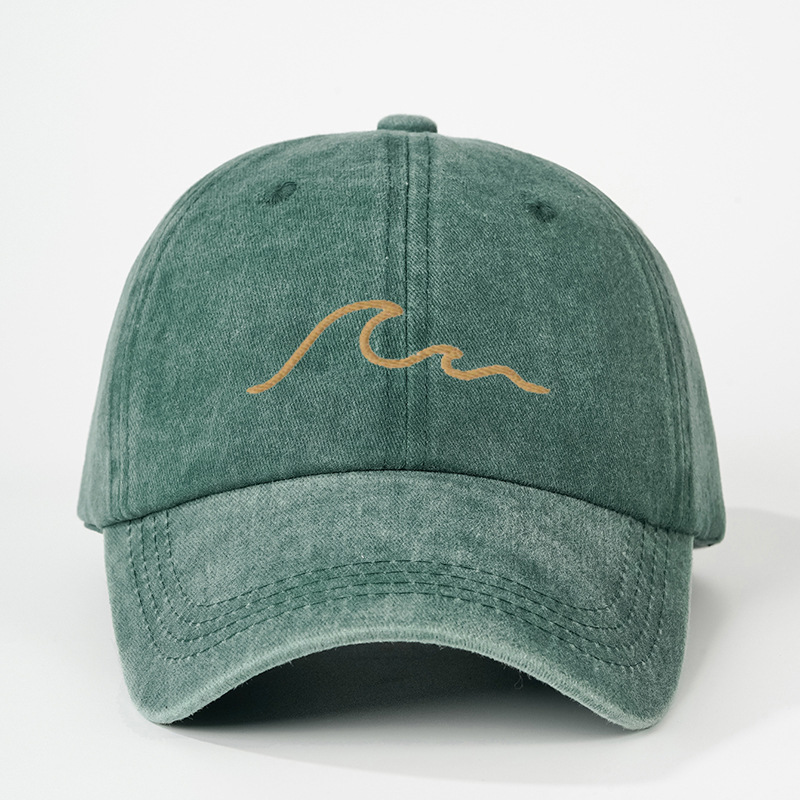 TEMU 1 Embroidered Wave Washed Baseball , Unisex Trucker Hat, Breathable Adjustable Golf , Summer Fashion Curved Brim Hat For Men And Women, Y2k