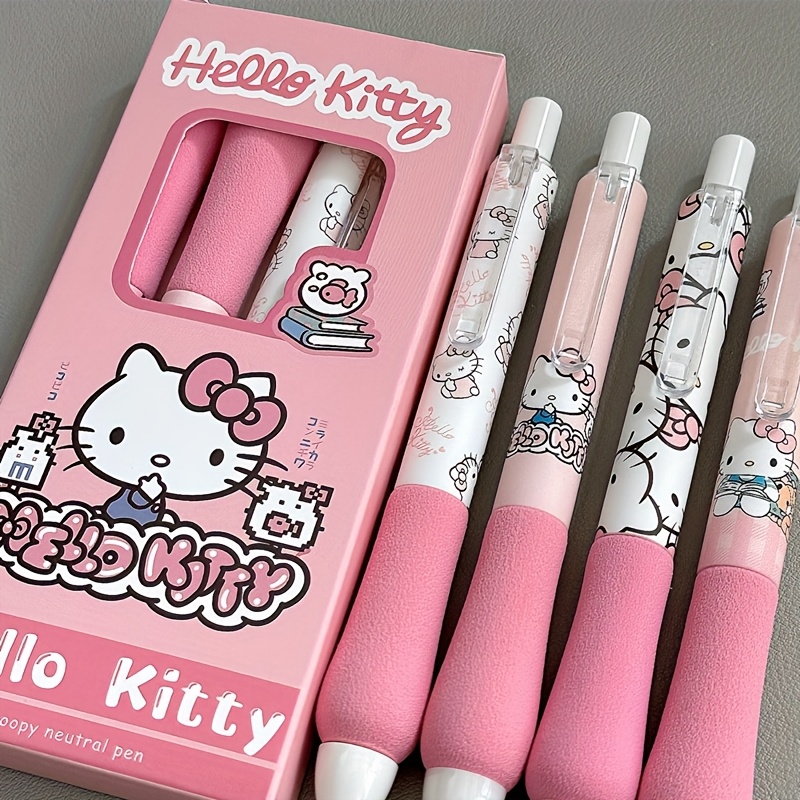 Random Selected Cute Pink and White Gel Pens, Character Illustrations