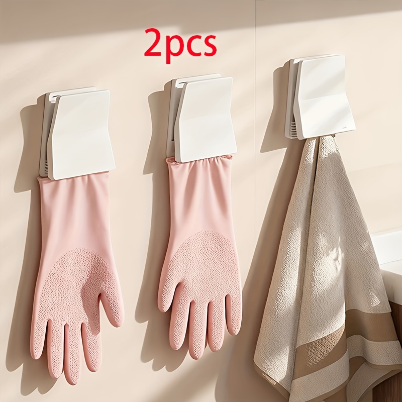 TEMU 2pcs Kitchen Glove Storage, Dishwashing Glove Hooks, Housework Rubber Glove Holder And Towel Clips, Hanging Gloves, Utility Hooks