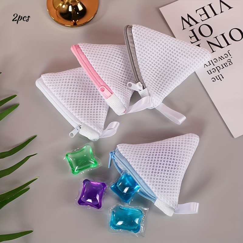 Image of 2 Multi-functional Laundry Soap Bags In Random Colors - Reusable Mesh Bags With Zipper Closure, Compatible With Scent Beads, Machine Washable, Suitable For Delicate And Small Items, Laundry Bags