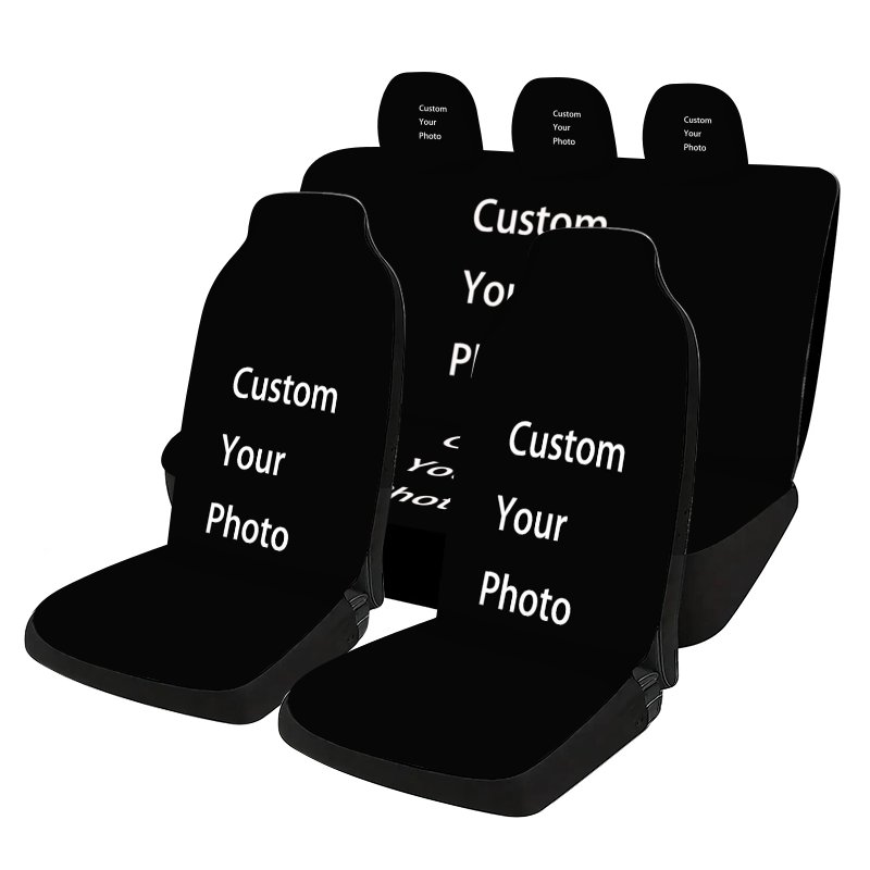 TEMU Custom Your Photo Black Car Seat Covers - Personalized Private , Comfortable, Breathable, Durable, Stylish - For Daily Driving And Car Interior