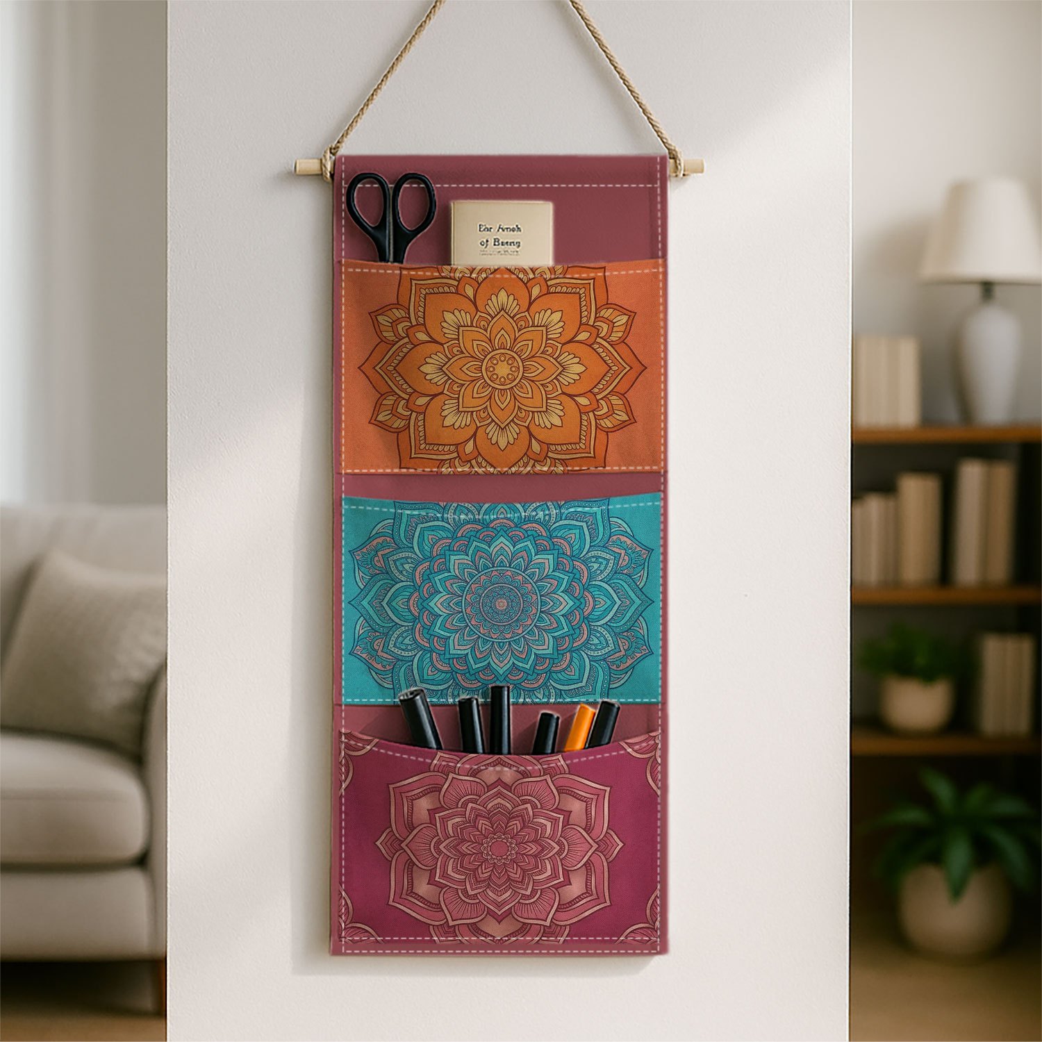 TEMU 1pc Boho Mandala Wall Hanging Storage With Multiple Pockets - Sturdy Freestanding Hanging Bag Suitable For Home,, Bathroom, Wardrobe