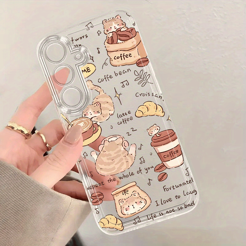 TEMU Phone Case: Phone Case, Fun Casual Cat Afternoon Tea Style, For Galaxy A73 72 71 70 52 50 32 20s 14 15 10s 06 05 04 03 S26 25 24 23fe 22plus