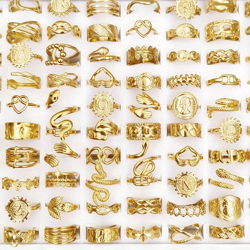TEMU Wholesale 10pcs/pack Women's Fashionable Stacked Rings Elegant Hydraulic Stainless Animal Embrace Geometric Shape Design Suitable For Gatherings