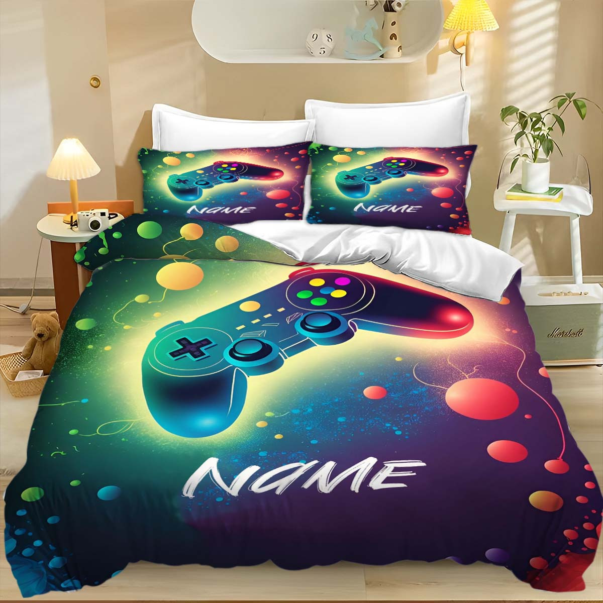 3d Digital Gamer Bedding Set Quilt Cover With Pillowcases