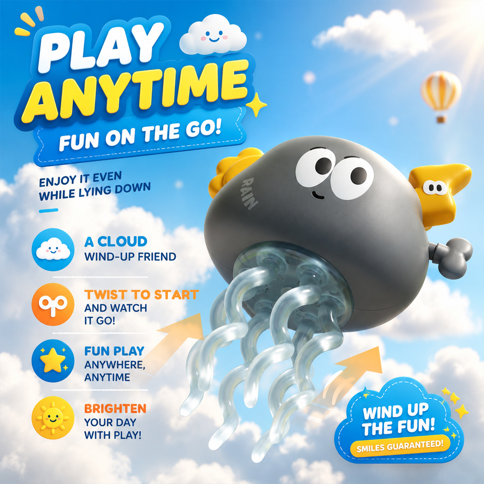 Novel Winding Chain Dancing Toy with Lightning Cloud Design