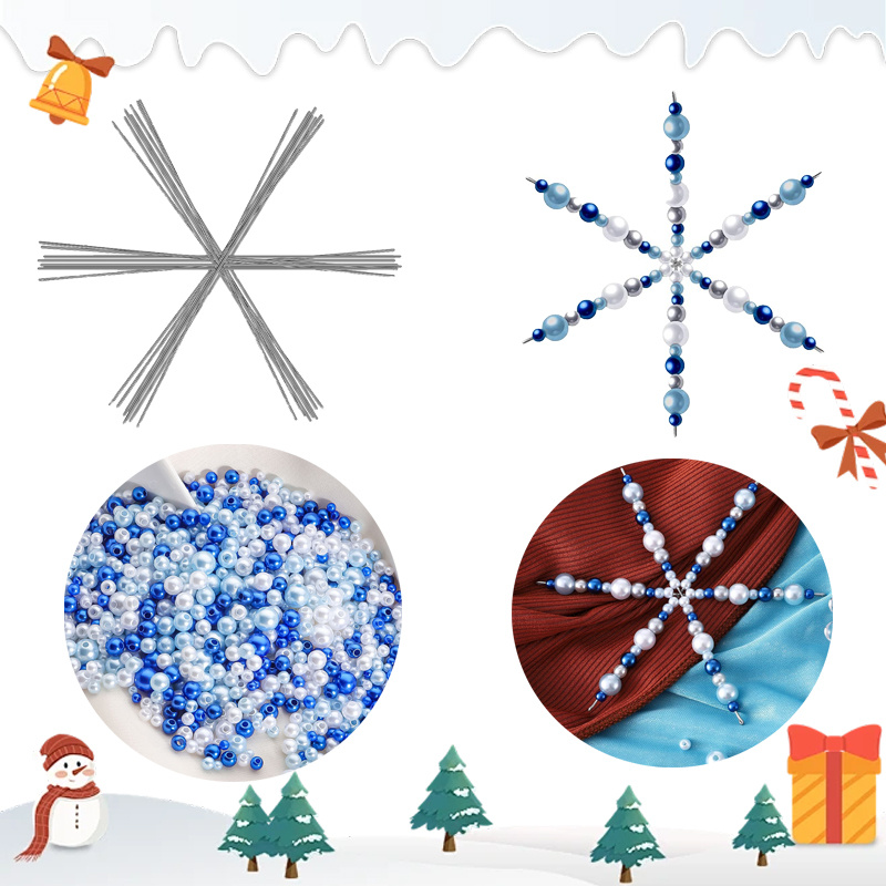 TEMU 270pcs Beads And 10pcs Christmas Snowflake Wire Snowflake Xmas Bead Wire For Ribbon Charms Party Winter Decorations Craft Making Supplies
