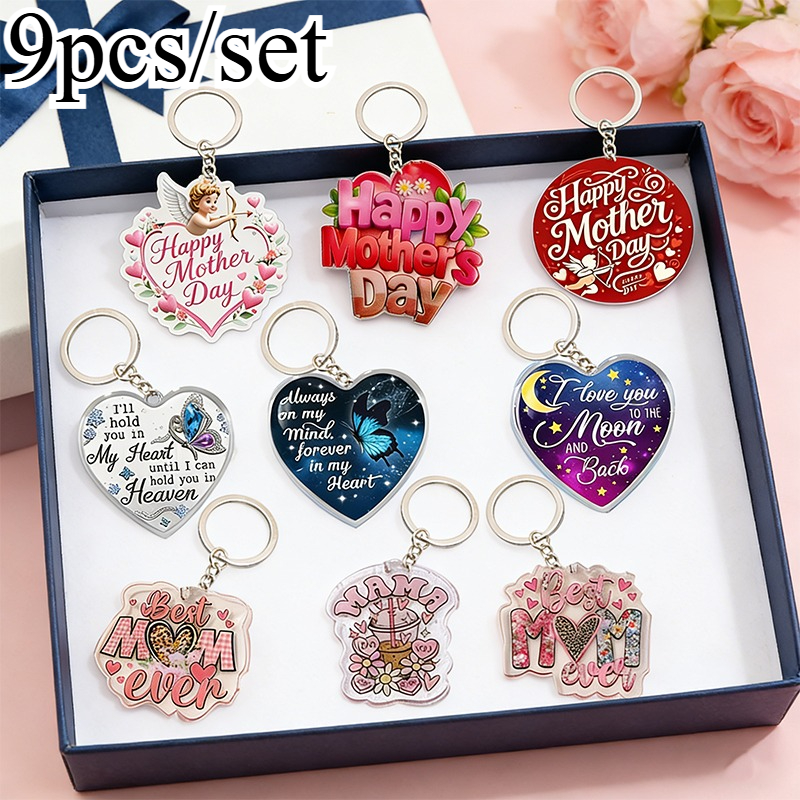 TEMU [2d Flat] [2d Flat] A Set Of 9 Keychains To , An Ideal Gift For The Occasion, Suitable For Anyone, Great As A Charm For Backpacks, Made From