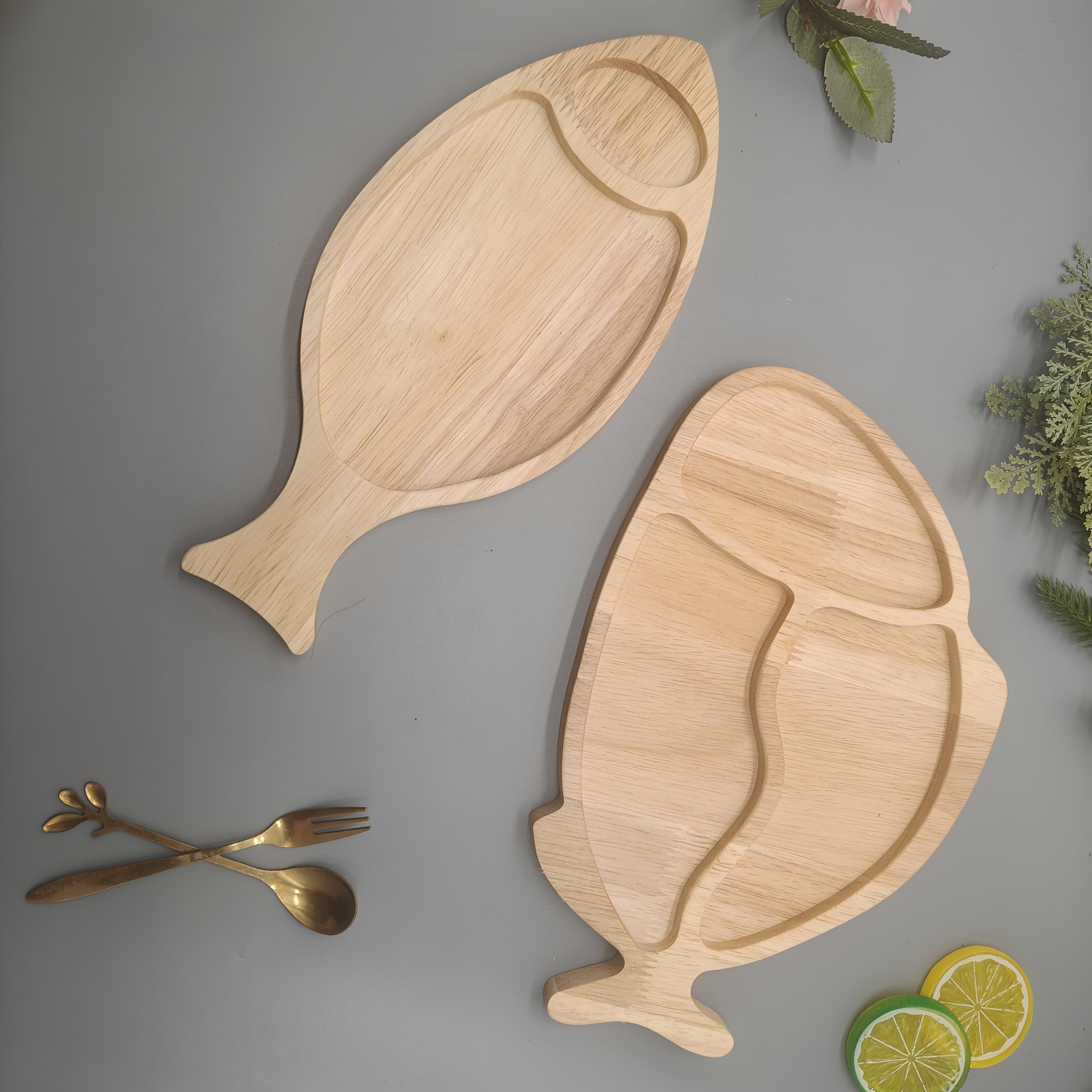 TEMU 2pcs Creative Fish-shaped Wooden Trays, Suitable For Table Decoration Plates, Afternoon Tea Party Decorative Plates (non-food Contact)