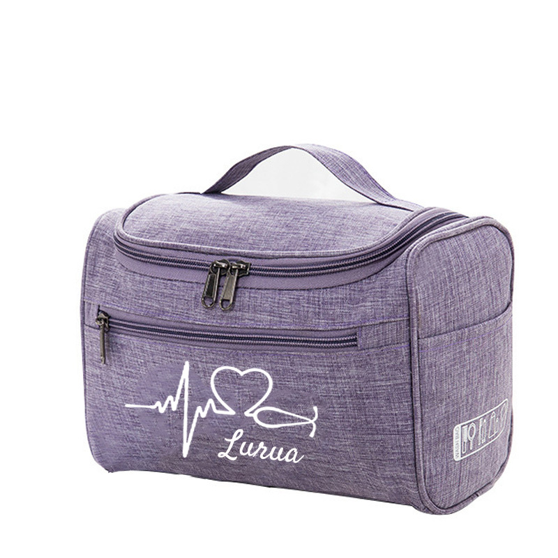 TEMU Trousse de toilette personnalisée avec imprimé ECG de de cœur, organisateur de maquillage portable sur le thème médical pour les de , pochette à