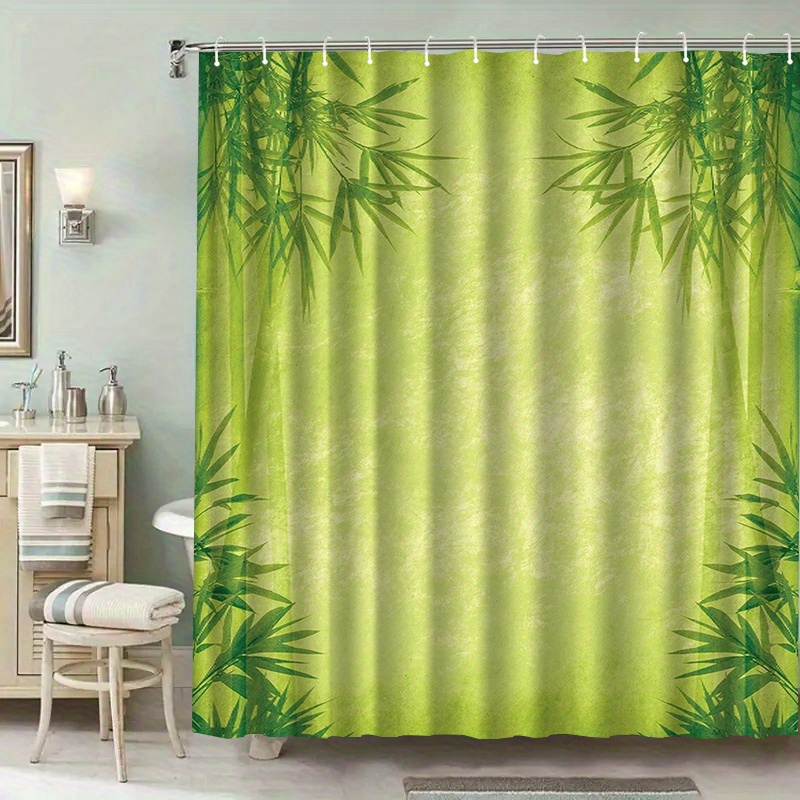 1 stck seamless bamboo duschvorhang - weiche gradient-green-bambus- und  bltter-design, ruhevoller moderner heim-badezimmer-dekor,  maschinenwaschbarer polyester, 179,98x179,98cm, 12 , hauswarming-geschenk,  badezimmer-dekor | ruhevoller design ...