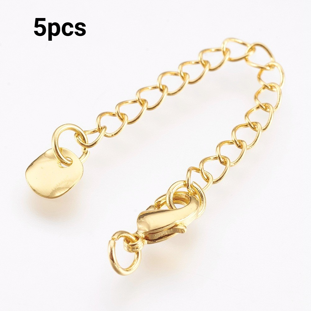 TEMU 2d Flat, 5pcs 18k Gold Plated Brass Chain Extender, With Clasps, Flat Round, 68~73x3mm, Jewelry Chains, For Necklace And Bracelet Making
