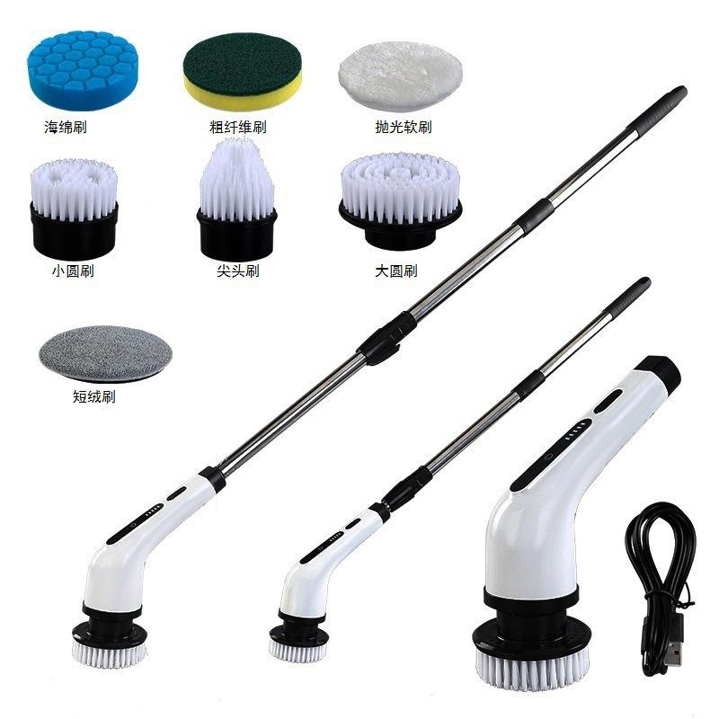 TEMU Brosse de nettoyage électrique rotative, brosse de nettoyage fil avec têtes de brosse remplaçables. Brosse de nettoyage électrique à 2 vitesses
