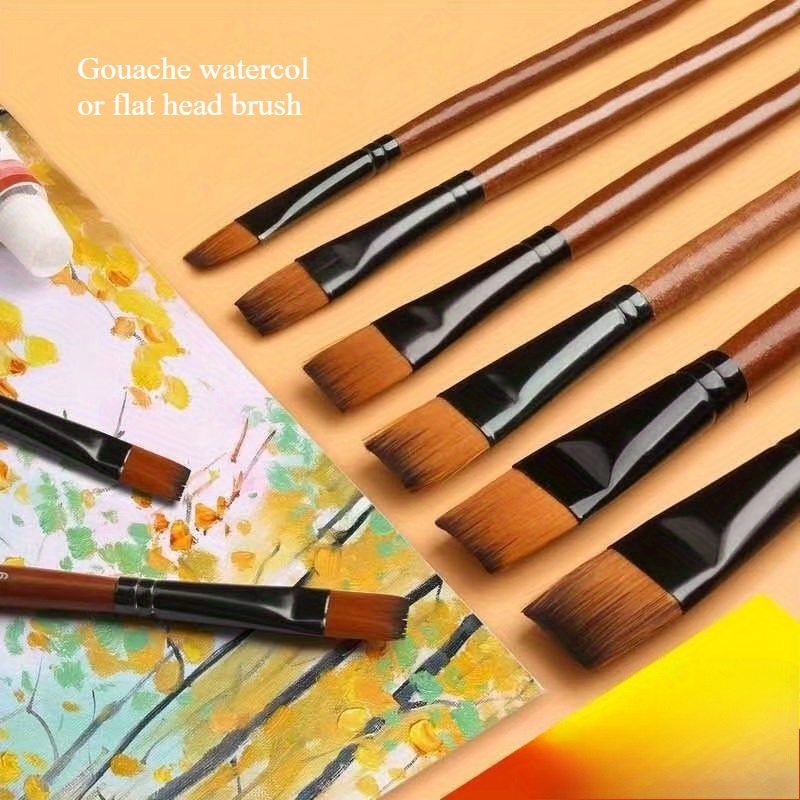 Nylon Wool Brushes 6 Sets for Gouache Watercolor Acrylic Paint