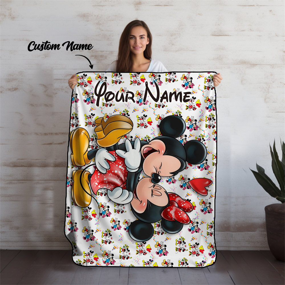 

[customization] 1pc Name Disney Blanket, Disney Pattern Flannel Blanket, Comfortable And , Suitable , Suitable For Bed, Sofa,