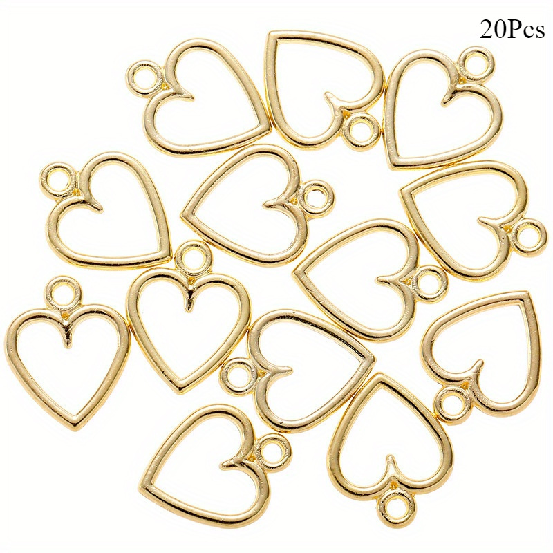 TEMU 20pz/Pacco Ciondoli a Cuore Vuoto in 10*13mm per Creazione di Accessori DIY per Collane, Braccialetti e Orecchini