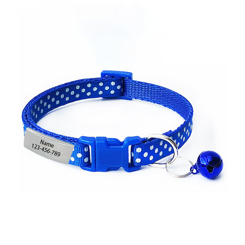 Adjustable Colorful Pet Collar with Bell, Personalized Identity Sign