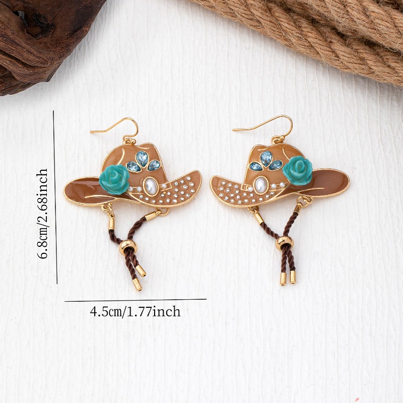 Western Style Cowboy Hat Shaped Earrings, Unique Design