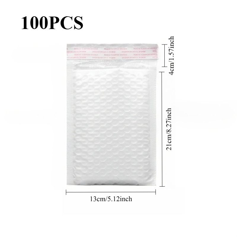 TEMU Lot de 100 pochettes à autoadhésives durables 5,12*8,27 pouces, sacs d'expédition à surface lisse, enveloppes à rembourrage pour bijoux,