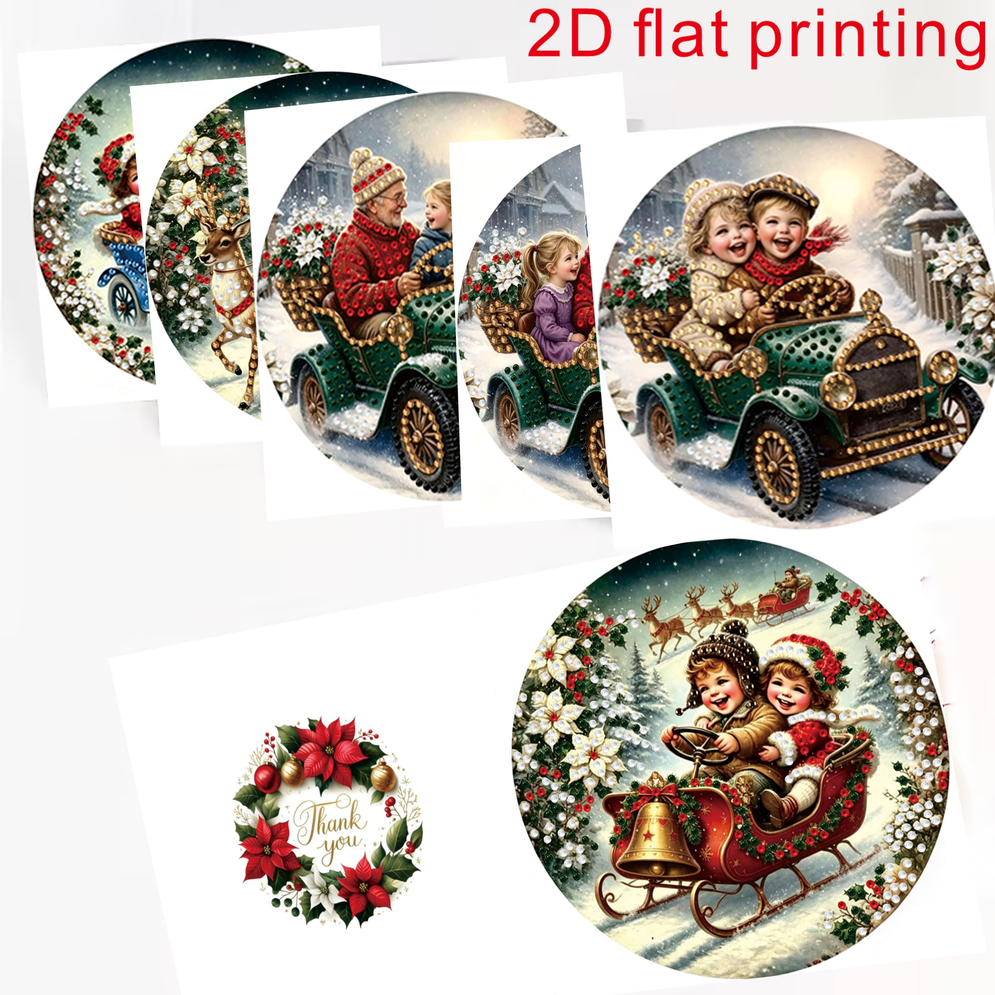 TEMU 6pcs 6pcs Complete Diy Diamond Painting Greeting Card & Craft Kit With Matching Envelopes, Round Rhinestone Supplies & Tools Suitable For