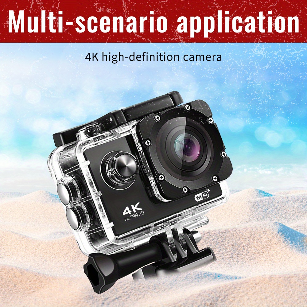 câmera   4k 30fps hd wifi, câmera   portátil à   dágua com ângulo ultra largo,   e acessórios de kit, presente de   de graças e   detalhes 3