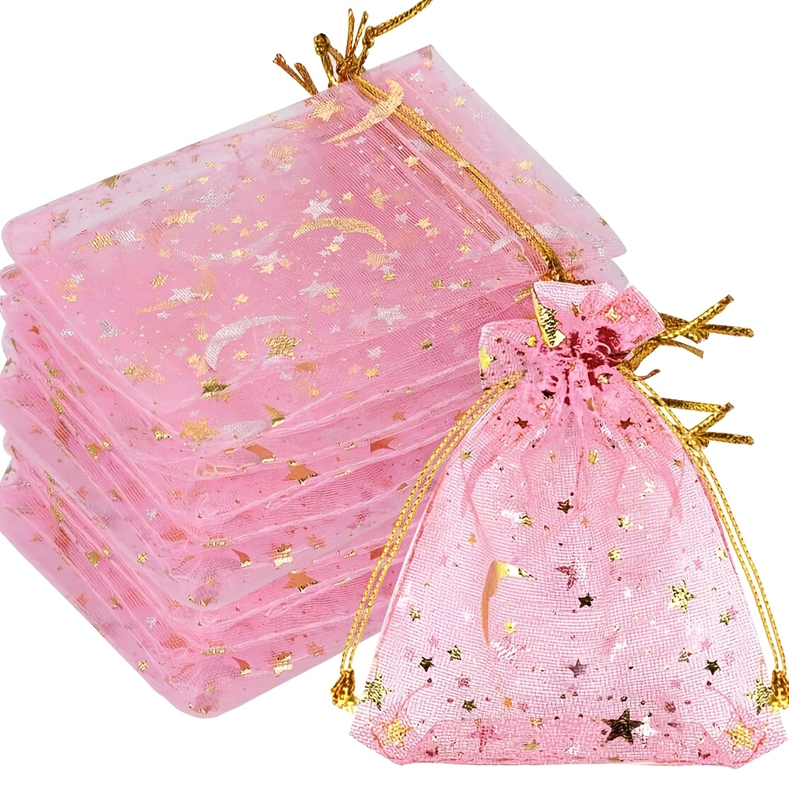 20pcs Golden Silvery Star Moon Design Drawstring Bags