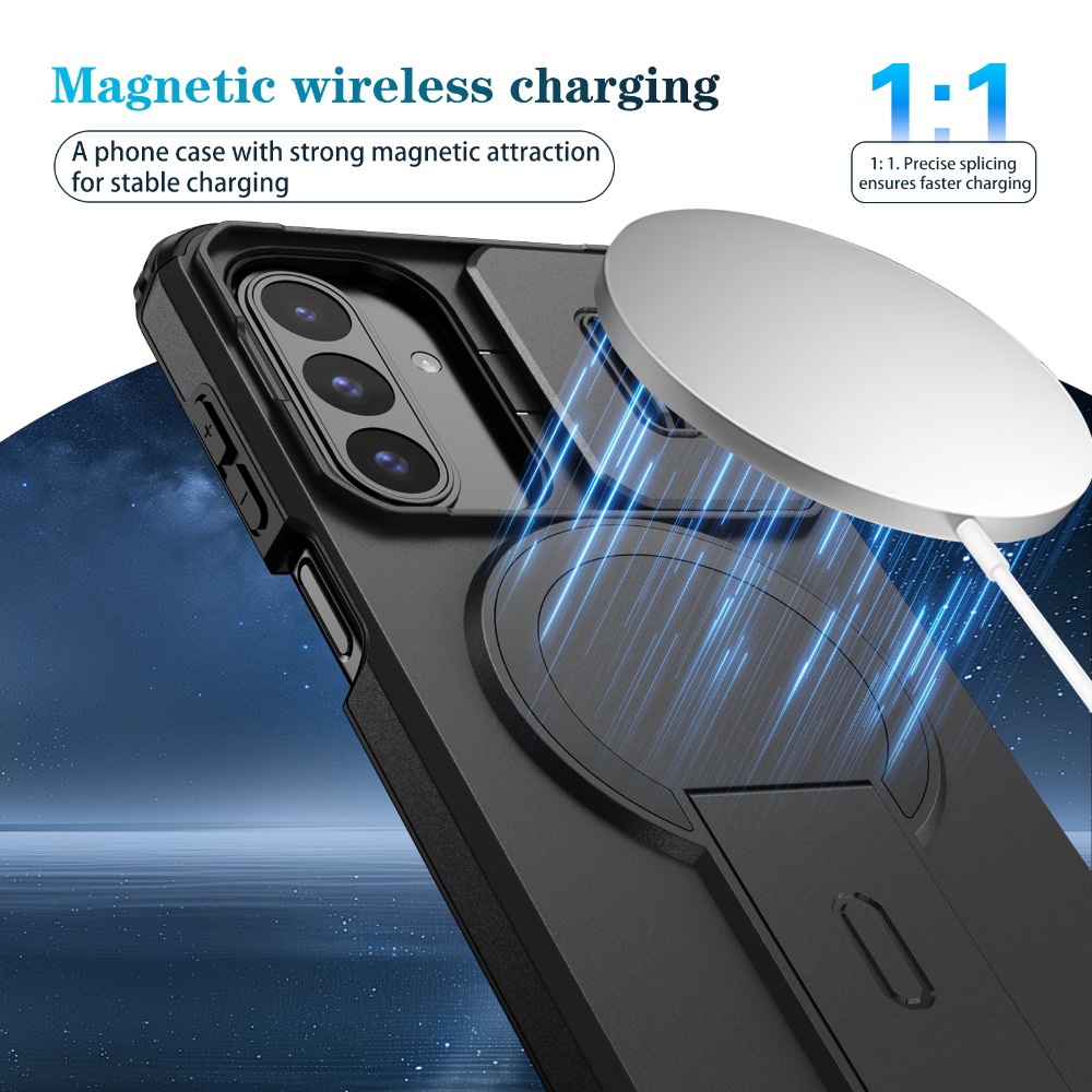 Phone Case - Compatible Phone Case for Samsung for Galaxy A16/A17/A26/A36/A56 Featuring a Sliding Camera Cover, Magnetic Kickstand, Wireless Charging Capability, And Drop Protection