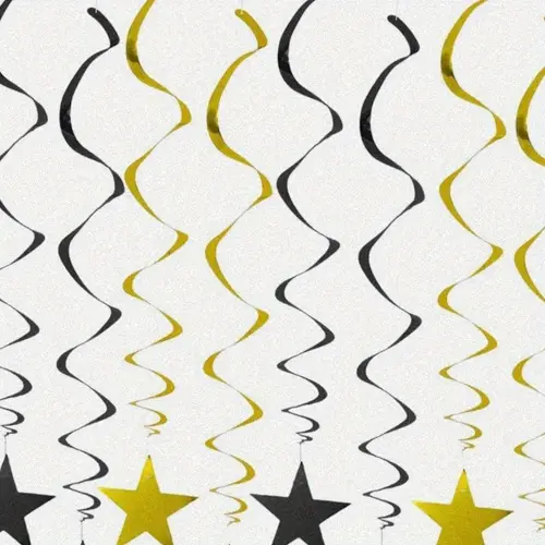 40pcs hanging stars swirls party decorations plastic star streamers foil ceiling decor for birthday all kinds of parties classroom home silver