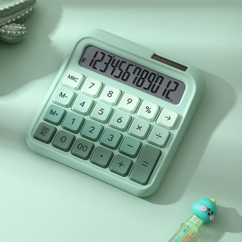 Dopamine Candy Gradient Color Calculator, Multifunctional Solar 12-Digit Display, LCD Screen, Ideal for School and Financial Office Use - Requires AAA Batteries (Not Included), Calculator Accessorie