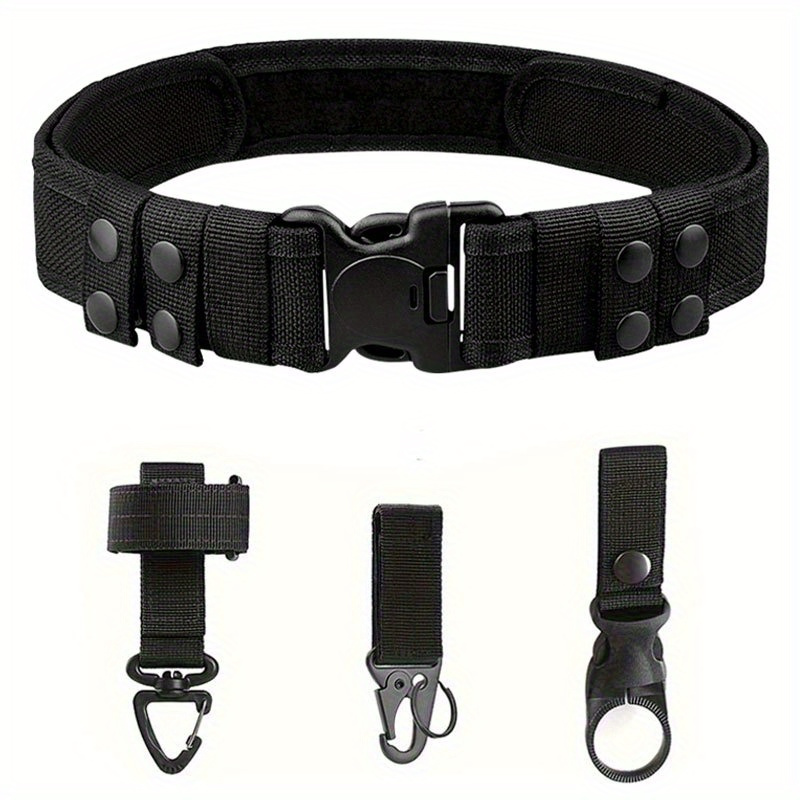 TEMU Ensemble de 4 ceintures tactiques pour homme, ceinture en tissu Oxford résistant et avec boucle à pression détachable, boucle de rangement,