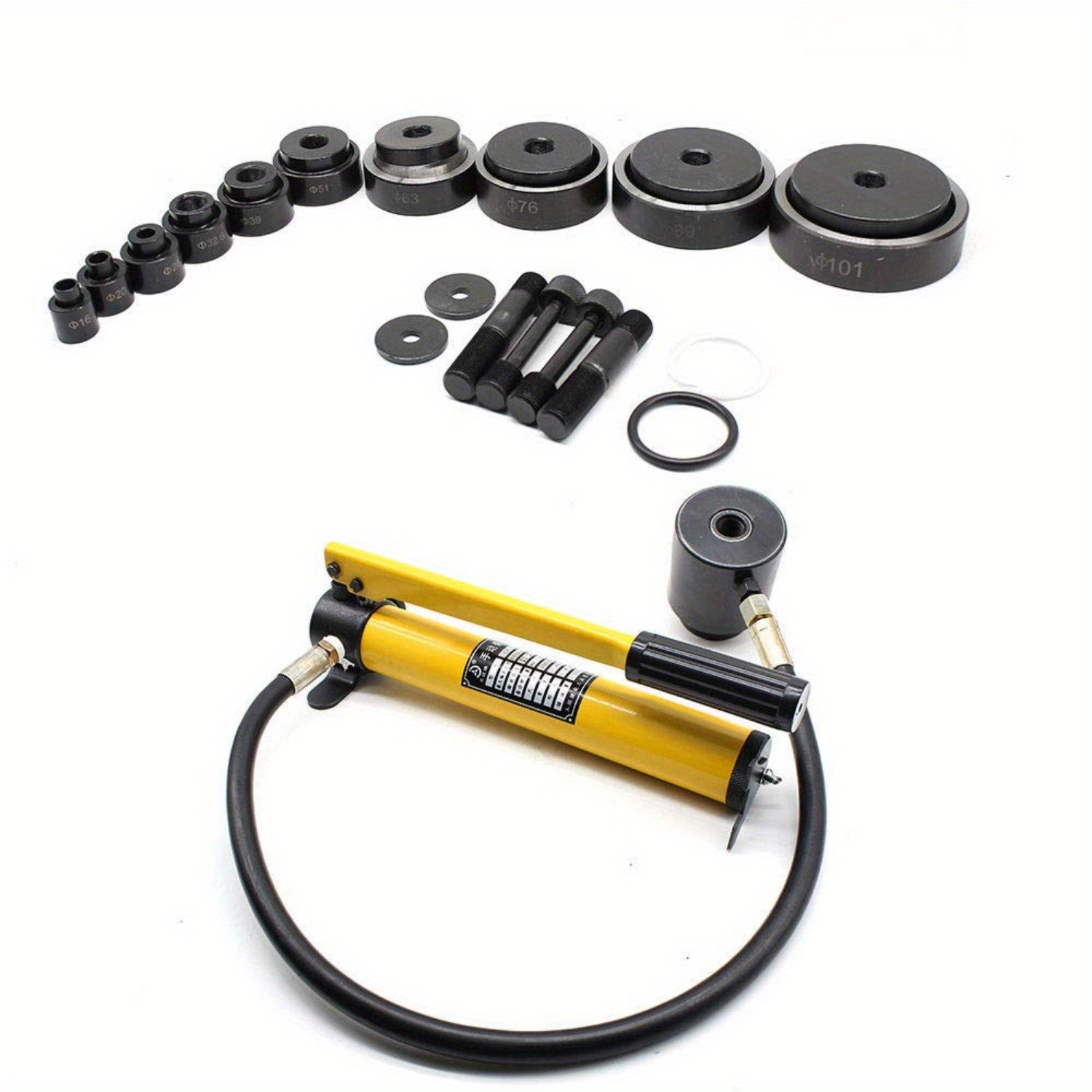 Image of Primegae Sheet Metal Punch Hydraulic Punch Set In Case 15t Hydraulic Cutting Die 16mm - 101mm Gifts For Family/