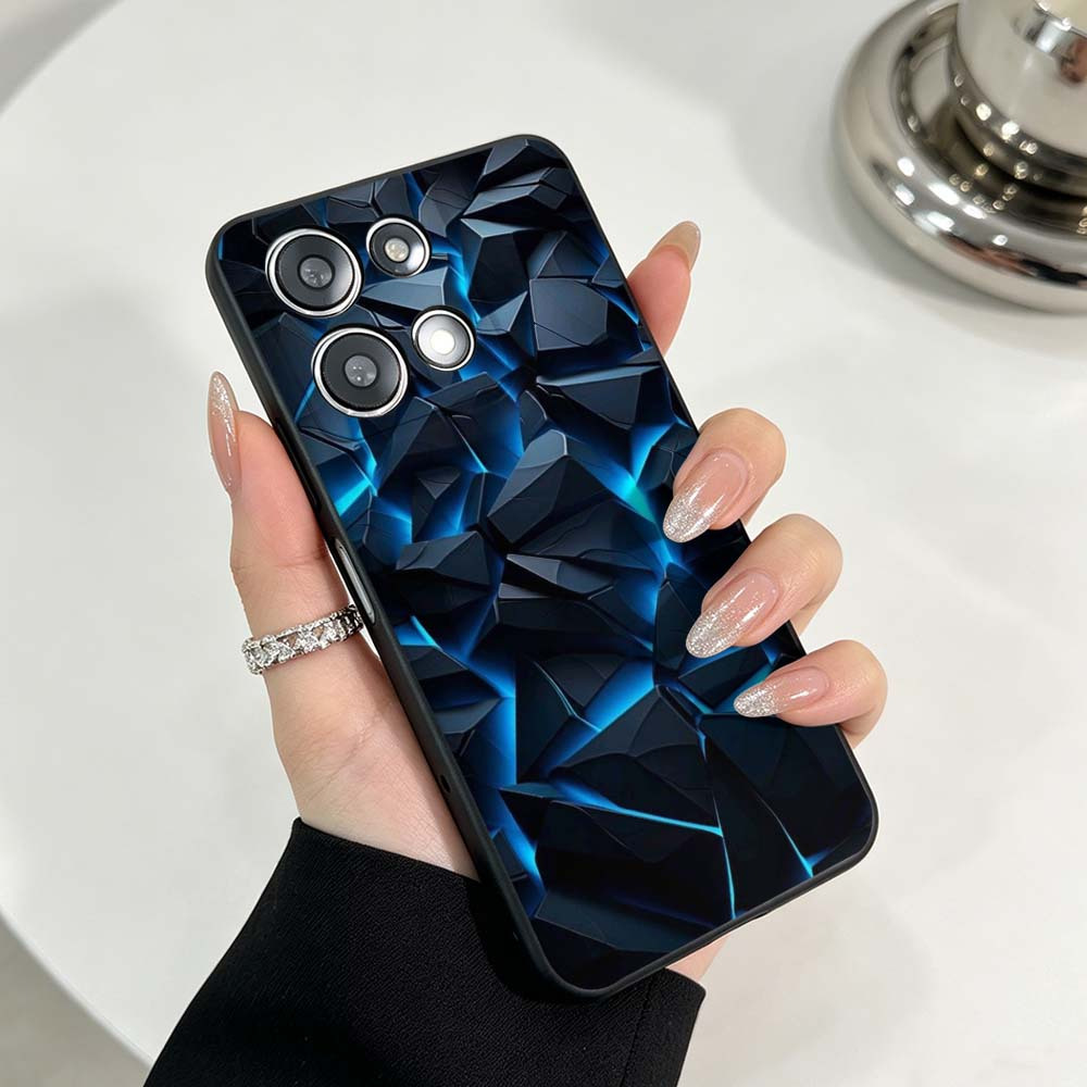 TEMU Phone Case: Blue Geometric Abstract Pattern Cover Gift 1 Anti-drop Tpu Phone Case Suitable For Moto Edge G86 G85 G84 G75 G73 G72 G56 G55 G54 G35