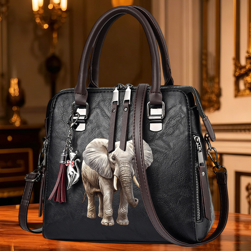 TEMU 1pc Women's Shoulder Bag, Women's Crossbody Bag, Women's Handbag, Fashion Multi Purpose Bag With Elephant Print, Suitable For Daily Commuting