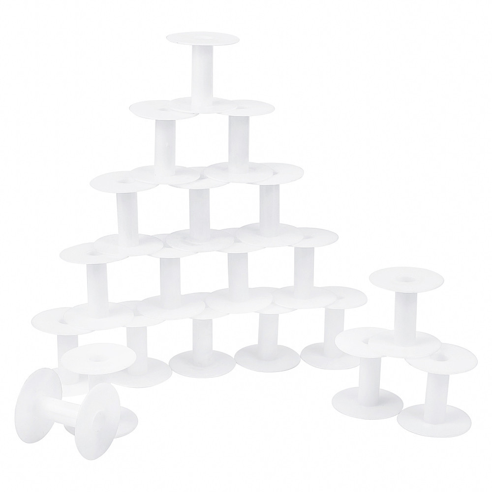 TEMU 20 pezzi Bobine vuote in plastica per filo , bobine bianche 17X53~56 mm, forniture per artigianato in tessuto, kit a