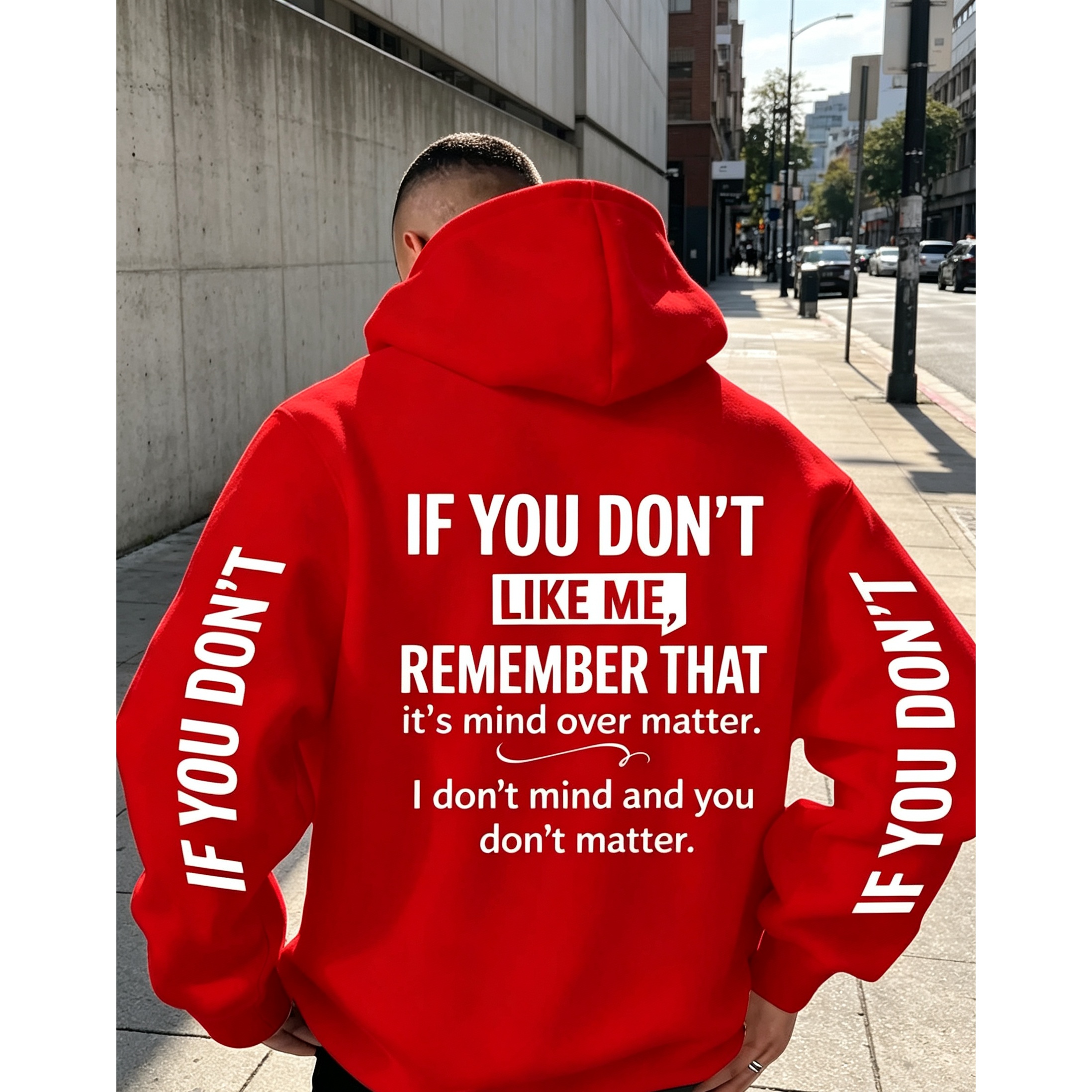 [Printed Design - Not Textured] * Hooded Sweatshirt, Featuring * Graphic Print of the Streetwear Trend &*;Don't * *' *,&*; Embodying * and Serving as an * Symbol for Enthusiasts to *! image 4