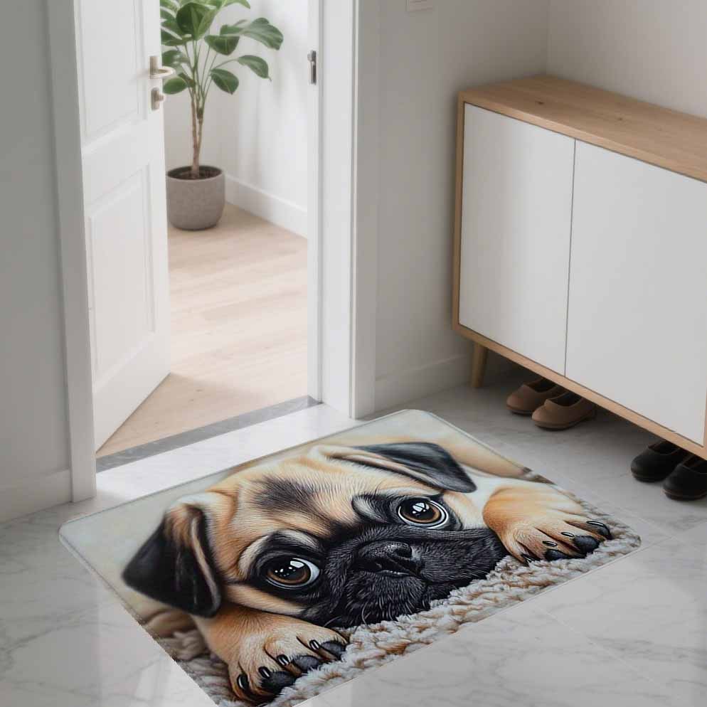 TEMU 1pc Felpudo con diseño de perro adorable, alfombra de franela estampada de calidad, súper suave y cómoda. Lavable a máquina y fácil de limpiar,