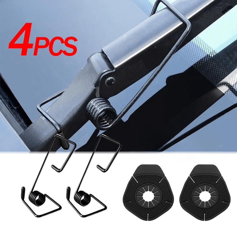 TEMU 4pcs Set: 2 Car Wiper Arm Assist Springs + 2 Car Wiper Hole Protectors. New Durable Wiper Assist Springs, Universal Auxiliary Wiper Arm Boosters